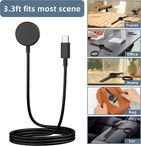 Vista 6 de Watch Charger Compatible for Samsung Galaxy Watch 8/8 Classic/7/Ultra/6/6 Classic/5/5 Pro/4/4 Classic/3/Active2/Active 1,USB-C 3.3FT Magnetic