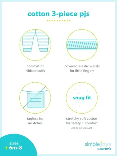 Vista 4 de Simple Joys by Carter's Baby 3-Piece Snug-fit Cotton Holiday Pajama Set