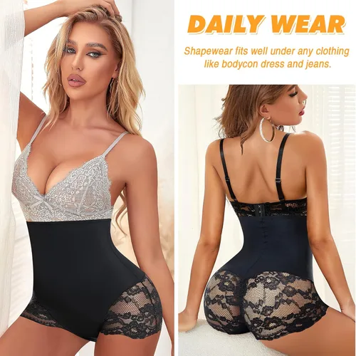 Vista 7 de DERCA Ropa interior moldeadora con control de abdomen para mujer, de cintura alta, con encaje, sin costuras, faja moldeadora