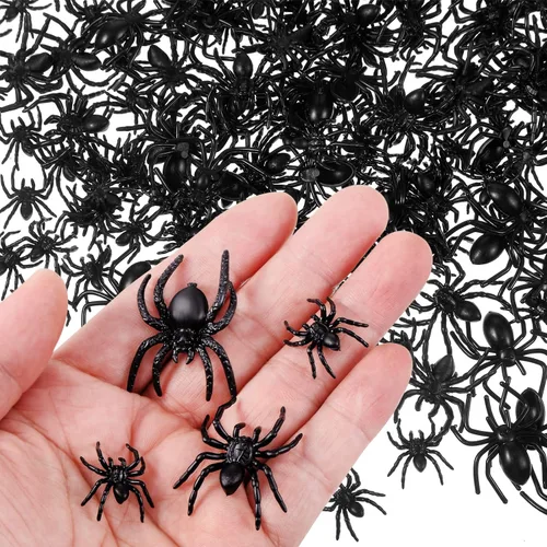 Sratte 300 arañas de plástico de Halloween a granel, 3 tamaños de arañas