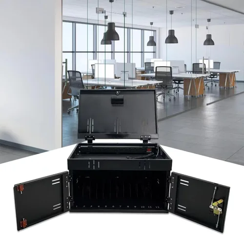 Vista 14 de Leavader Carros de carga móviles para tabletas, computadoras portátiles con tira de alimentación adicional de 4 bits, gabinete de carga