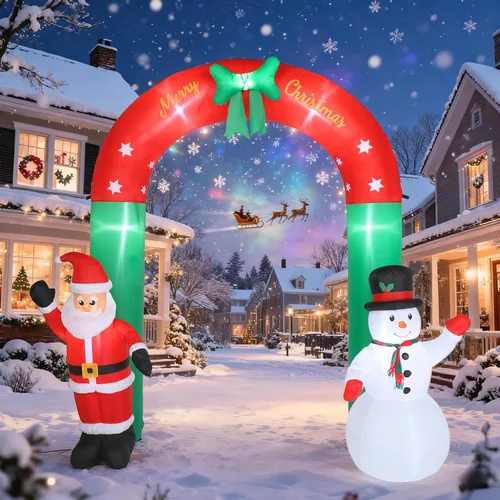 Vista 9 de Outvita Decoraciones Inflables de Navidad para Exteriores de 6 Pies con Luces LED, Santa Inflable Montando Motocicleta con un Árbol, Decoración