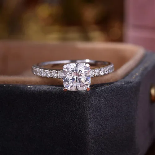 Vista 6 de SEIARA Anillos de compromiso de moissanita para mujer, anillos de promesa para ella, anillos con comodidad clásica y anillo de compromiso