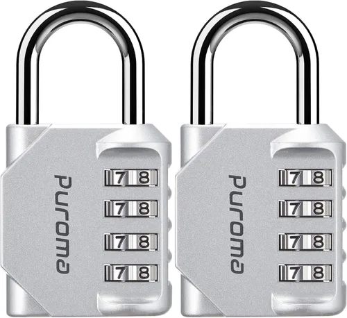 Vista 28 de Puroma - Candado impermeable de combinación de 4 dígitos, para intemperie, para casillero escolar o deportivo, valla, caja de herramientas, puerta