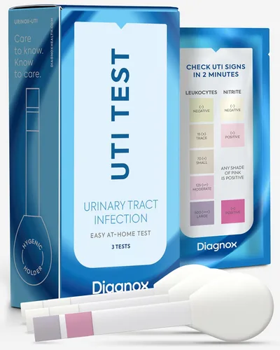 Tiras de prueba UTI de Diagnox – Prueba de UTI para el hogar aprobada por la FDA-OTC para mujeres – Resultados claros y precisos, almohadillas