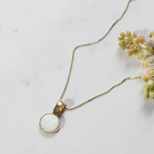 Vista 8 de Collar con colgante de piedras preciosas de oro de 14 quilates para mujer, collares de oro sólido, collar de oro delicado, collar con colgante