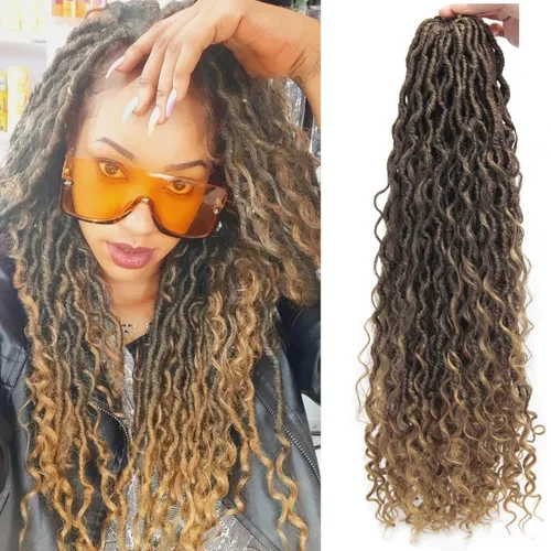 Vista 39 de Goddess Locs - Rastas de cabello corto rizado bohemio sintético de 10 pulgadas, paquete de 8 paquetes de trenzas de ganchillo preenrolladas
