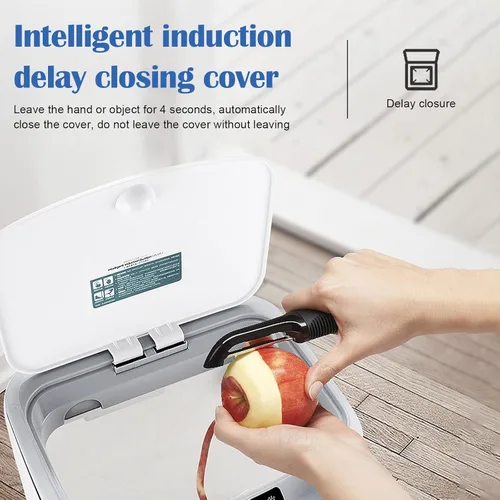 Vista 4 de Bote de basura automático con sensor de movimiento, cubo de basura de baño sin contacto, cubo de basura inteligente de 15 litros4 galones con tapa