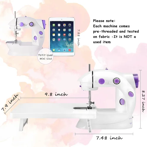 Vista 8 de Mini máquina de coser para principiantes, máquina de coser automática fácil con mesa de extensión, herramienta de coser eléctrica portátil