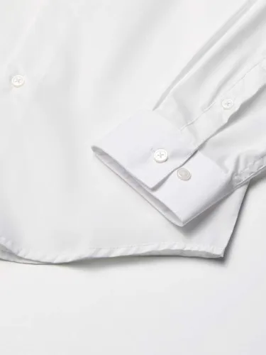 Vista 5 de Calvin Klein Camisa de vestir de manga larga para niño estilo con puños abotonados y dobladillo de cola de camisa