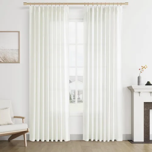 Vista 31 de Joywell Cortinas plisadas de lino de 84 pulgadas de largo, con ojales de clip y pestaña trasera, cortinas semitransparentes para filtrar la luz