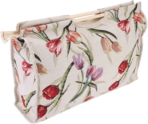 Vista 5 de GOTOTOP Bolsa organizadora de hilo para tejer, bolsa de almacenamiento para agujas de tejer, bolsa de almacenamiento de tela tejida con mango