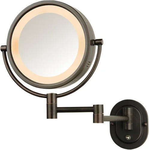 Vista 11 de JERDON Espejo de maquillaje montado en la pared con aumento 5X - Espejo de maquillaje negro con luces LED - Enchufe - Modelo HL65BK