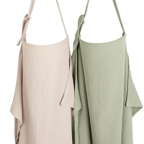 Vista 12 de Konssy 2-Pack de mantas de muselina para lactancia con aro rígido, 100% algodón, cubierta de lactancia ligera y transpirable, ajustable y cómoda