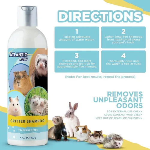 Vista 3 de Critter Champú para mascotas pequeñas, champú sin fragancia de animales pequeños de 17 onzas y sin detergente, champú para piel sensible