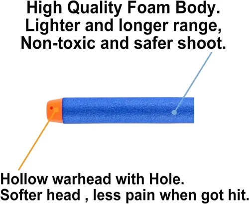 Vista 4 de Balas de Dardos Compatibles con Nerf N Strike Blaster, Compatibles con Todos los Lanzadores de la Serie Elite 2.0 Azul (100 Azul)