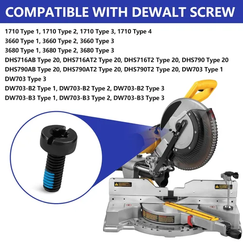 Vista 3 de 394589-01 Reemplazo para la serie de tornillos de sierra ingletadora Dewalt, compatible con 1710, 3660, 3680, DHS716AB, DHS716AT2, DHS716T2, DHS790