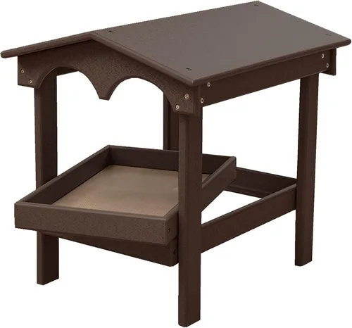 DutchCrafters Comedero grande de plástico de polietileno con plataforma elevada cubierta con bandeja de semillas extraíble para pájaros silvestres,