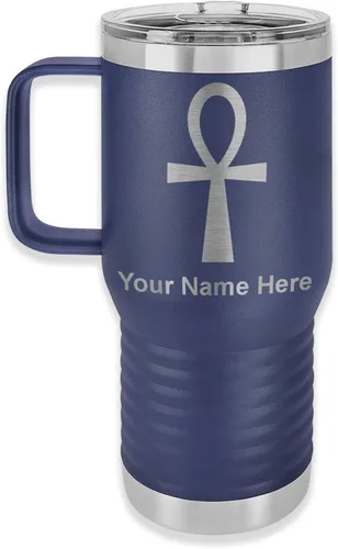 Vista 31 de LaserGram 15oz Vacuum Insulated Coffee Mug, Ankh, Personalized Engraving Included (Orange)