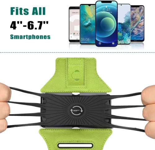 Vista 3 de VUP Brazalete para correr giratorio 360° para iPhone 13/Pro Max/Pro/Mini/12/11/SE/Xs/XR/X/8/7/Plus, se ajusta a todos los teléfonos inteligentes