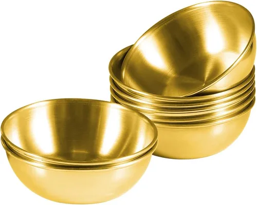 Vista 10 de Paquete de 8 platos de salsa de acero inoxidable de 3.2 pulgadas, mini platillos individuales, tazones redondos para condimentos, tazón para salsa