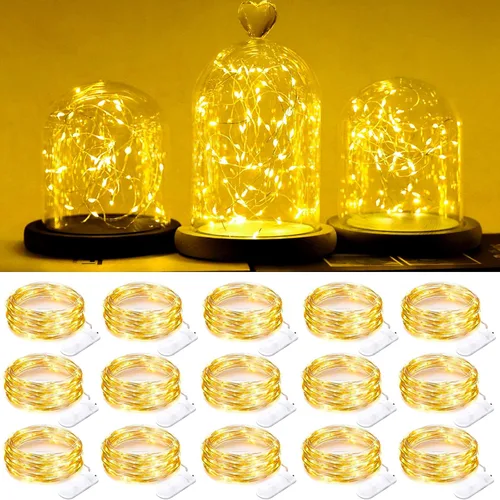 Vista 9 de SmilingTown Guirnalda de luces de hadas funcionan con pilas, paquete de 15 luces LED de 7.2 pies, 20 luces LED de luciérnaga estrellada para boda