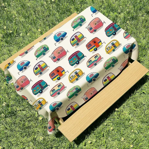 Vista 5 de DPLin Camping Tablecloth 100% Waterproof Reusable Picnic Table Cover Camper Tablecloth Outdoor Picnic Blanket (PlasticCamper, 54" X108")