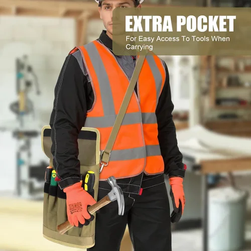 Vista 2 de Bolsa de herramientas portátil organizadora de herramientas, bolsa enrollable de tres capas, material de tela Oxford, gran capacidad, resistente