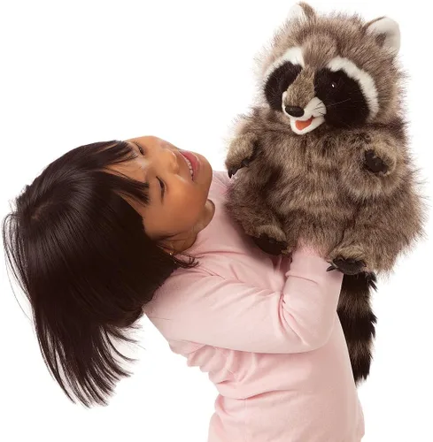Vista 4 de Folkmanis - Marioneta de mano de mapache de peluche
