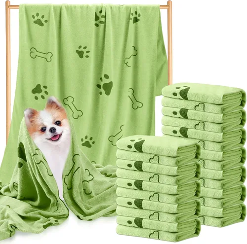 Tatuo 12 toallas de aseo para perros de 28 x 55 pulgadas, toallas de baño de microfibra de secado para mascotas, toalla absorbente de secado rápido,
