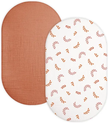 Vista 21 de Sábanas de cuna para bebé niño y niña, paquete de 2, sábanas ajustadas para colchón de cuna rectangular, ovalado, de reloj de arena, sábanas