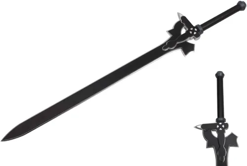 Vista 2 de Sword Art a Online Kirito - Juego de espadas de espuma Elucidator Dark Repulsor Kirigaya (2 espadas+una funda de correa trasera), grande/pequeño
