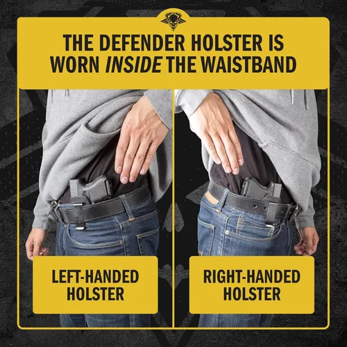 Vista 6 de Relentless Tactical IWB The Defender - Funda de cuero para pistolas S&W M&P Shield, GLOCK 17 19 22 23 32 33, Springfield XD & XDS, y pistolas