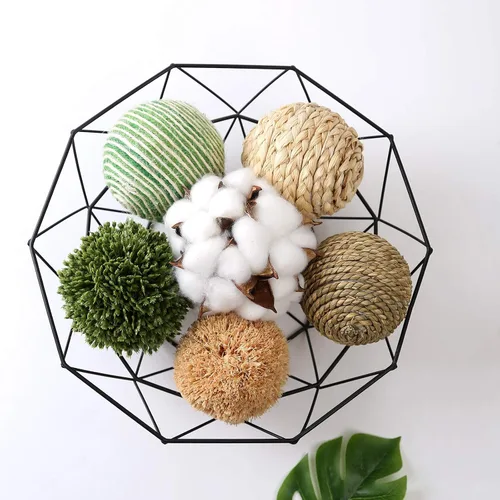 Vista 6 de 6 bolas de mimbre tejidas de mimbre de 3.5 pulgadas, bolas decorativas, ramitas, orbes verdes, jarrón, relleno para decoración de mesa