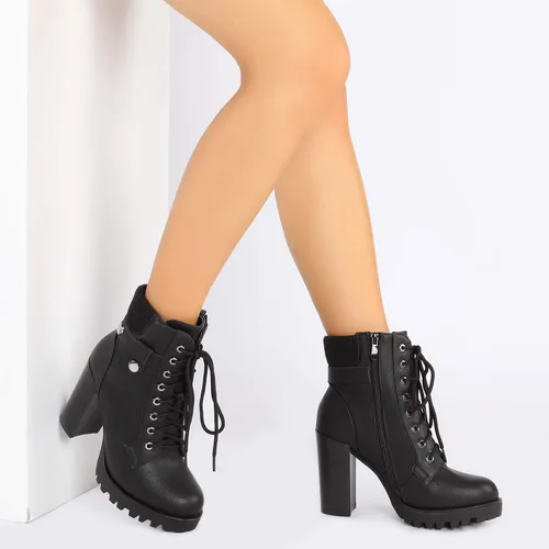 Vista 6 de DREAM PAIRS - Botines de tacón alto grueso para mujer