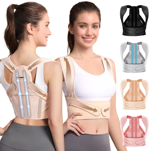 Vista 11 de Fit Geno Corrector de postura para mujeres: soporte de espalda superior ajustable y ligero para alivio del dolor de cuello, hombro y espalda