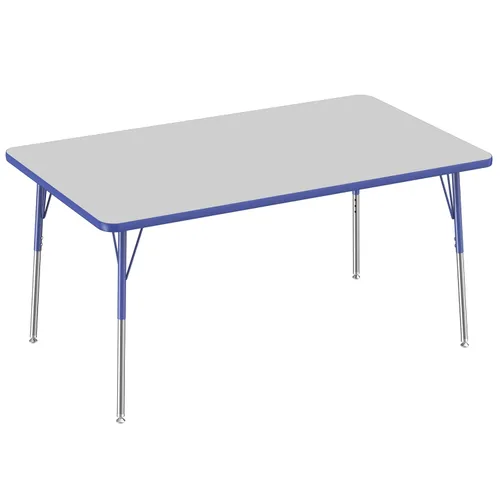 Vista 127 de FDP - Mesa rectangular para actividades escolares y de oficina (24 x 36 pulgadas), patas estándar con deslizadores giratorios, altura ajustable
