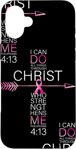 Vista 23 de Breast Cancer Phone Cases Women Philippians 4:13 Pink Cancer Case for iPhone 17