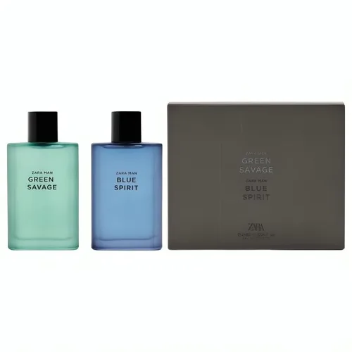 Zara Man Green Savage + Blue Spirit Colonia para hombre EDT Eau De Toilette 2 x 3.0 fl oz (3.04 onzas líquidas)