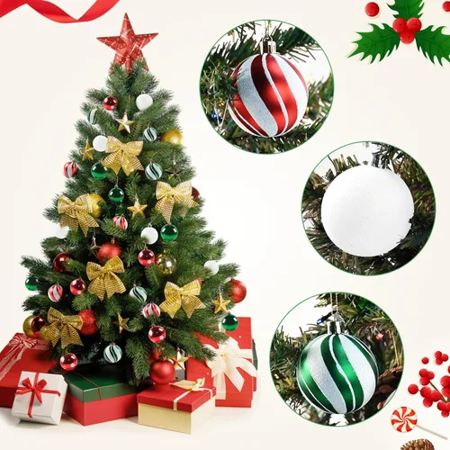 Vista 5 de Bolas de Navidad adornos para árbol de Navidad, 30 piezas irrompibles, bolas colgantes de 2.36 pulgadas, juego de adornos de bolas de Navidad