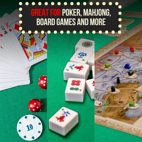 Vista 7 de Cobertor de mesa para juegos de cartas de fieltro para póquer, Mahjong, Dominó, Bridge y juegos de mesa, mantel elástico ajustado para mesas Verde