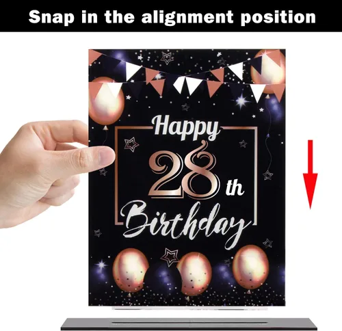 Vista 130 de LINGTEER Decoración de cumpleaños, soporte para globos, centros de mesa de acrílico, póster impreso de feliz 50 cumpleaños, centros de mesa de Negro