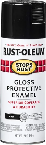 Rust-Oleum - Pintura en aerosol antióxido Stops Rust, 12 onzas líquidas por bote, color negro brillante, modelo 7779830-2PK, paquete de 2