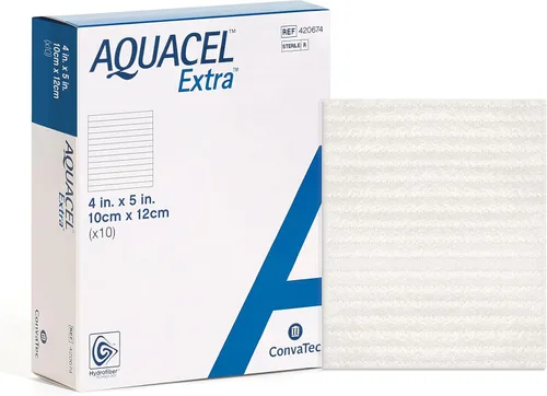 Vista 11 de ConvaTec AQUACEL - Apósito absorbente de hidrofibra extra de 2 x 2 pulgadas para heridas moderadas a altamente exudantes, fibras de fortalecimiento