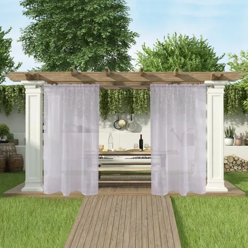 Vista 41 de SpaceDresser Cortinas traslúcidas impermeables para patio y exteriores – 2 paneles de cortina transparente con bolsillo para barra para sala