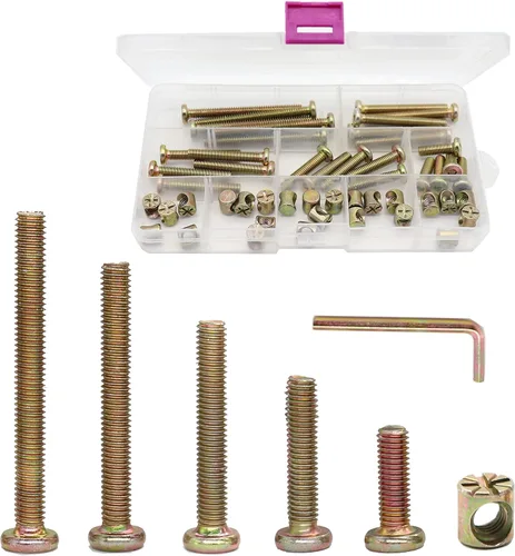 Vista 6 de cSeao M6 - Kit de tornillos para cama de bebé, tornillos hexagonales M6, tuercas de barril, kit surtido M6 x 0.591 in/0.984 in/1.378 in/1.772