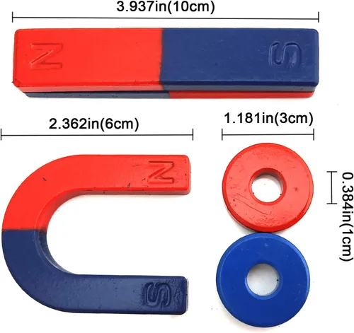 Vista 3 de EUDAX Kit de imanes de ciencia de física para herramientas de experimento de ciencia educativa Icluyendo barra/anillo/herradura/brújula
