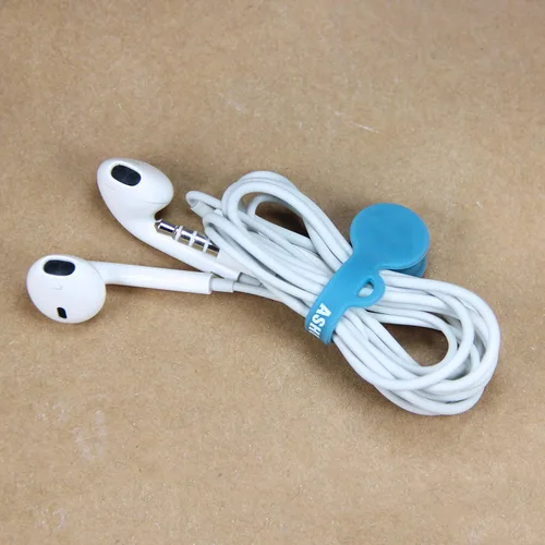 Vista 4 de MaximalPower™ Lazos magnéticos giratorios, clip electrónico y organizador de cables, silicona, multicolor (paquete de 5)