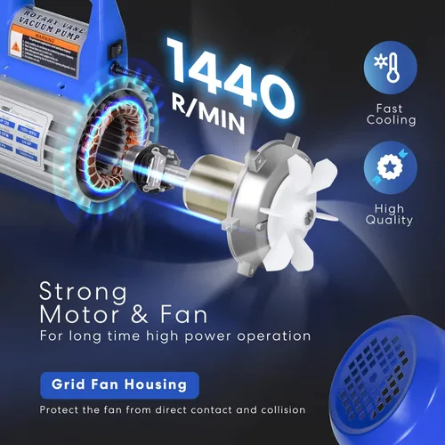 Vista 4 de VIVOHOME Bomba de vacío de aire de paleta giratoria de una etapa de 110 V 1/4 HP 3.5 CFM con VIVOHOME 4 unidades de aceite de bomba de alto vacío