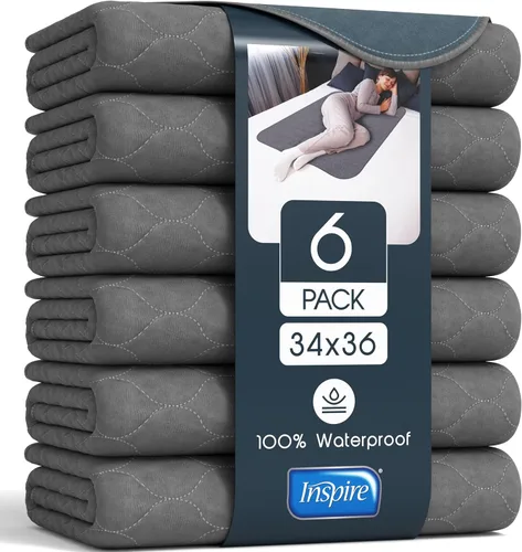 Vista 8 de Inspire Almohadillas para la cama Almohadillas de incontinencia reutilizables grises que ocultan manchas Almohadilla impermeable para colchón